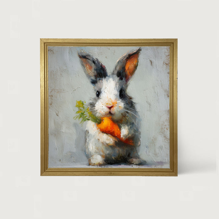 Bunny holding Carrot - Framed Art