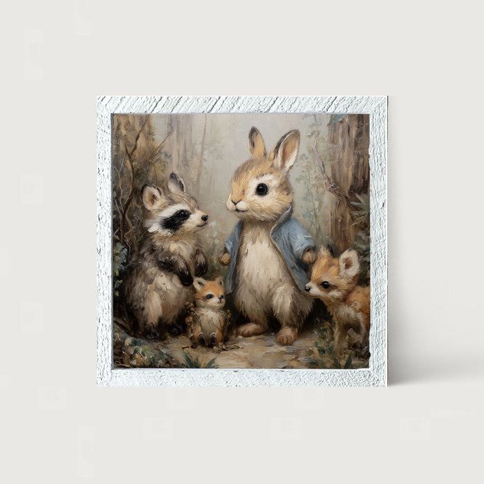 Bunny with his Buddies - Framed Art