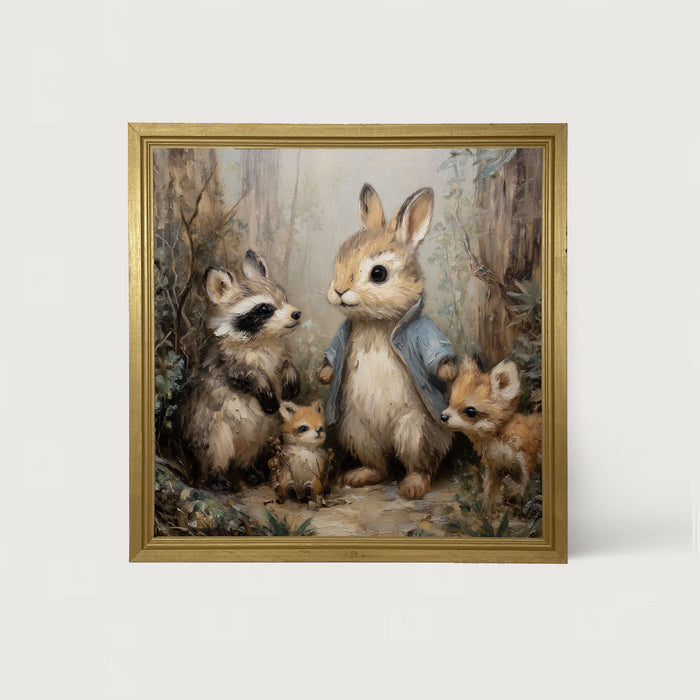 Bunny with his Buddies - Framed Art