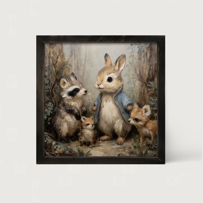 Bunny with his Buddies - Framed Art
