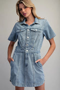 Button Down Collared Mini Dress