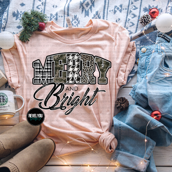 Camo Plaid Merry & Bright  - PNG