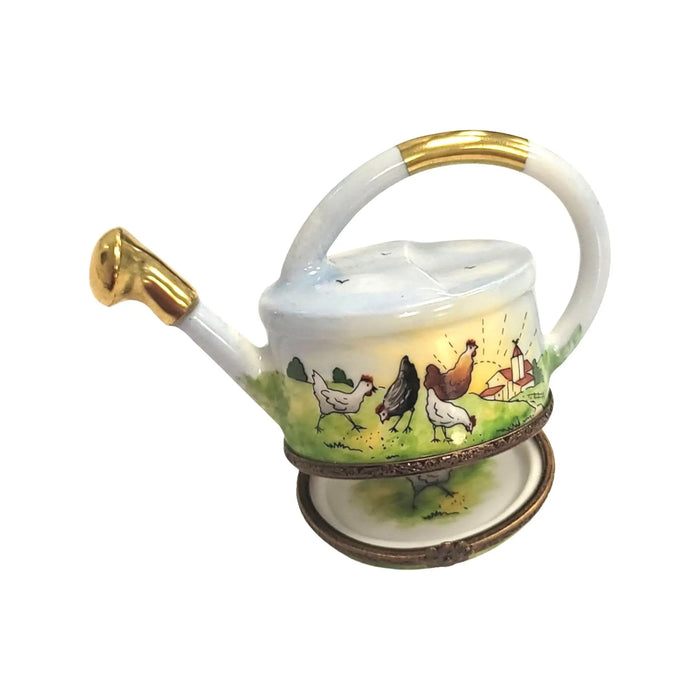 Charming Chicken for Garden Lovers Limoges box shown from another angle