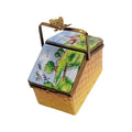 Charming Picnic Basket for Collectors Limoges box, hand-painted porcelain made in France