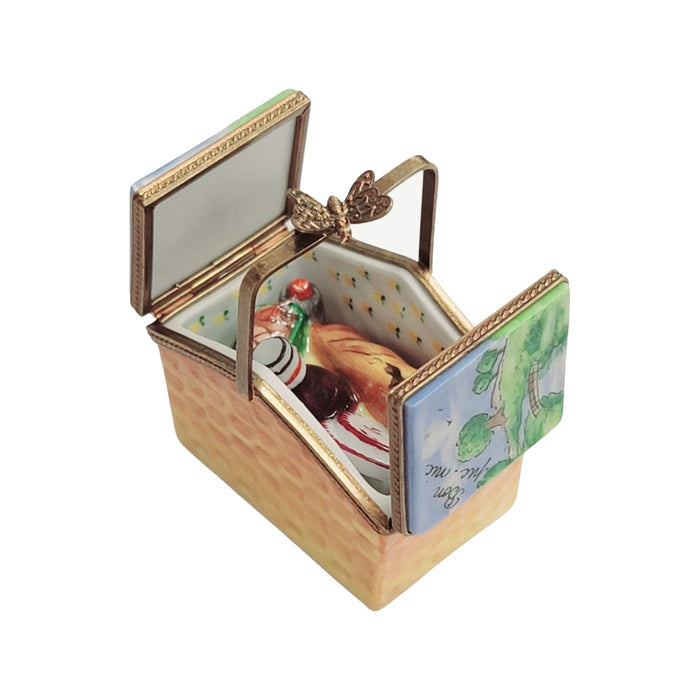 Charming Picnic Basket for Collectors Limoges box shown from another angle