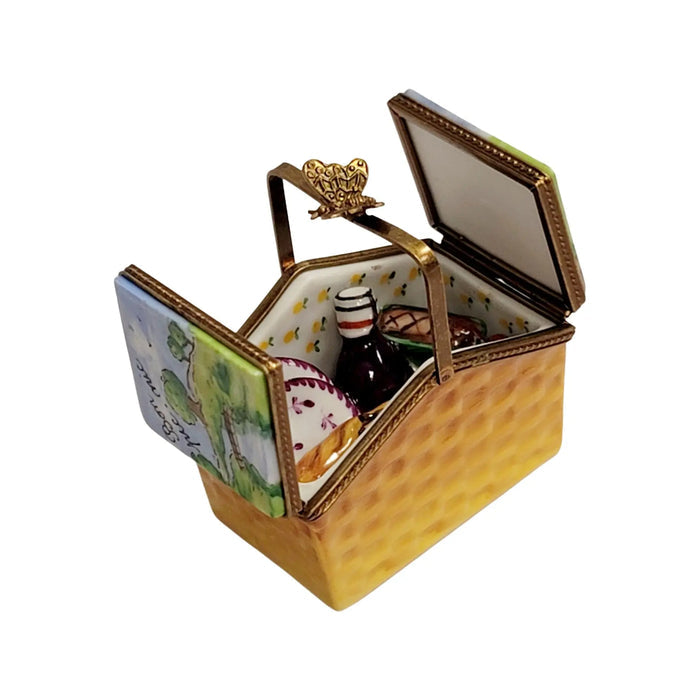Another view of the Charming Picnic Basket for Collectors Limoges trinket box
