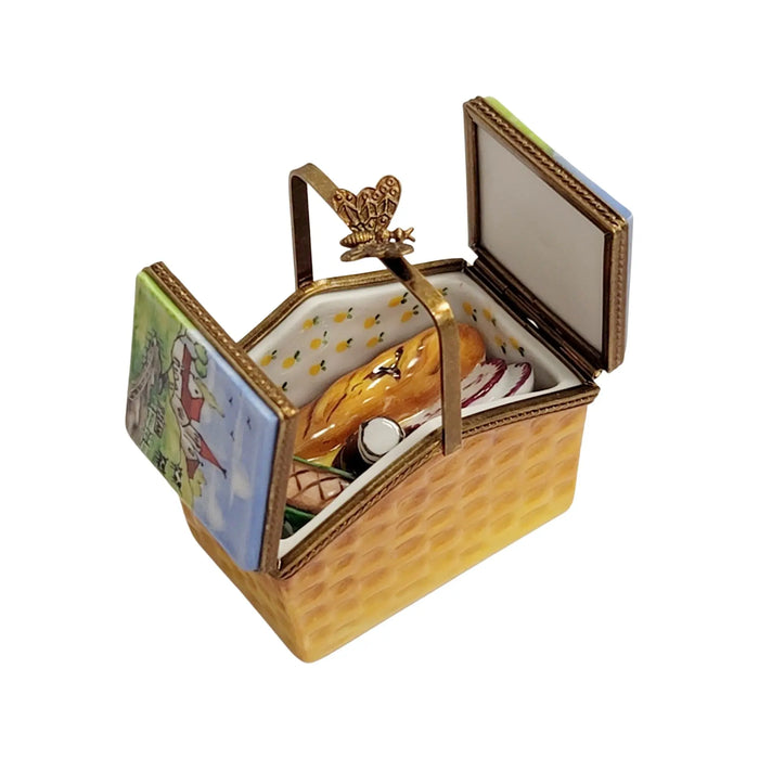 Charming Picnic Basket for Collectors porcelain box from Limoges, alternate view