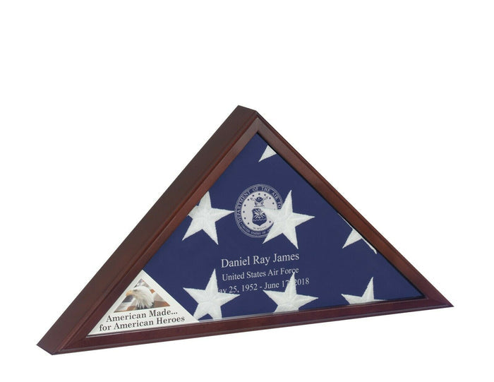 Cherry Veteran Flag Case for 5' X 9.5' Flag, Cremation Urn Available