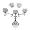 Chic 5 Arms Bowl Ball Crystal Candelabra/Candlesticks - EK CHIC HOME