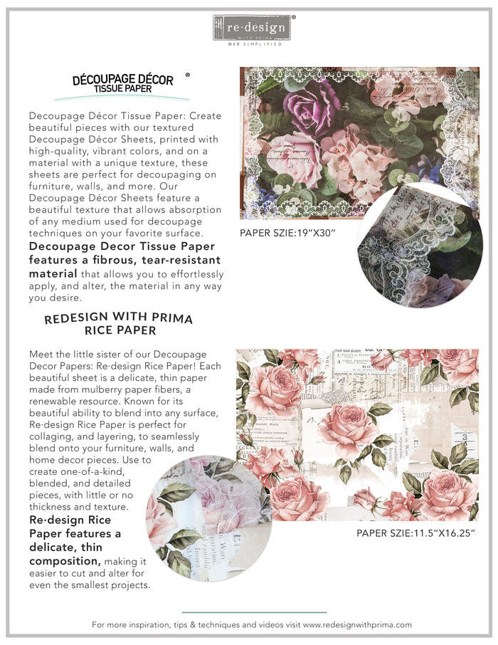 Cobalt Flourish Re-design with Prima Mulberry Tissue Decoupage Paper - Piglet's Closet