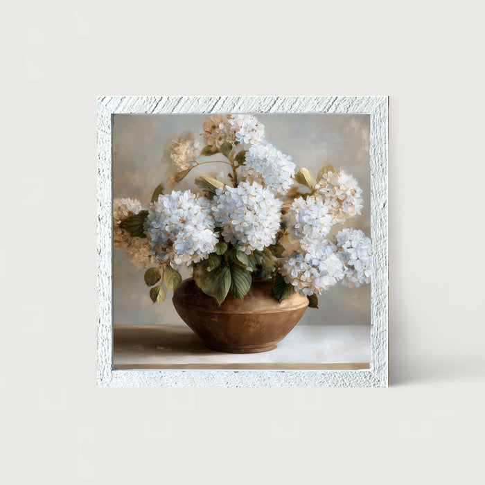 Copper Vase with Blue Hydrangeas - Framed Art