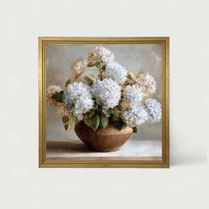 Copper Vase with Blue Hydrangeas - Framed Art