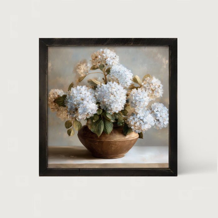 Copper Vase with Blue Hydrangeas - Framed Art