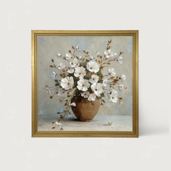 Copper Vase with White Floral Bouquet