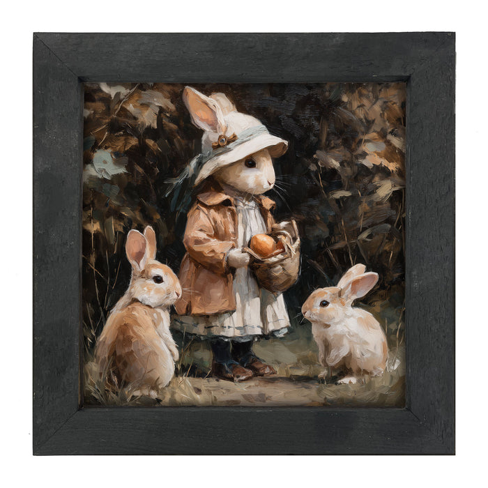 Country Friends - Edith and Some Bunnies - Framed Art