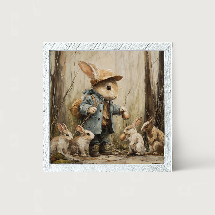 Country Friends - Ethan and Some Bunnies - Framed Art