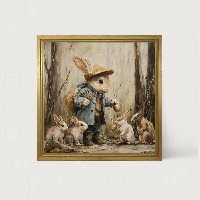 Country Friends - Ethan and Some Bunnies - Framed Art