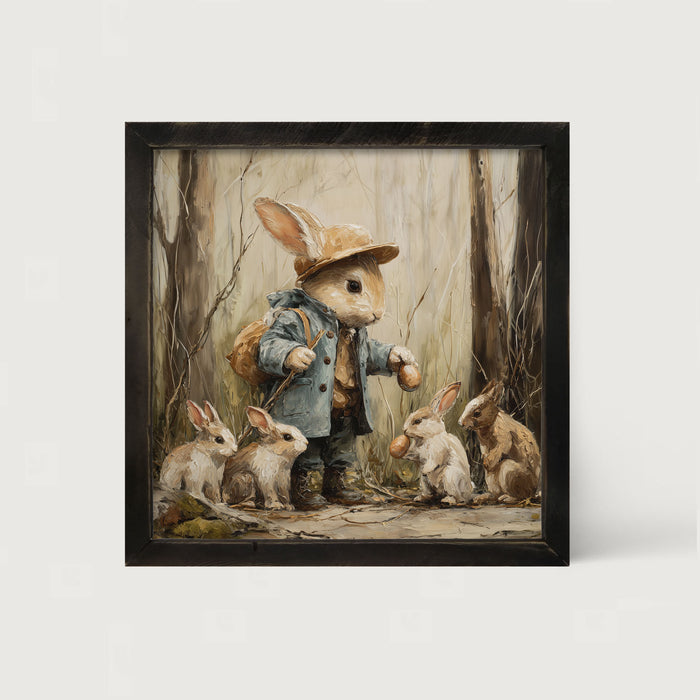 Country Friends - Ethan and Some Bunnies - Framed Art