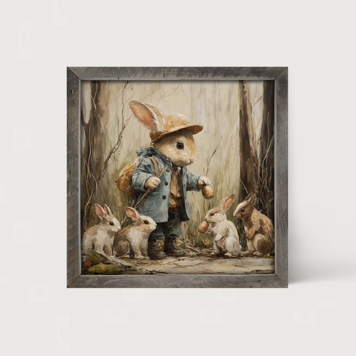 Country Friends - Ethan and Some Bunnies - Framed Art