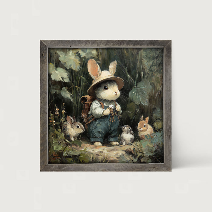 Country Friends - Quinn and Some Bunnies - Framed Art