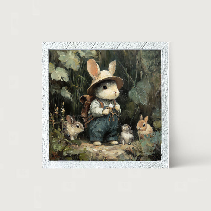 Country Friends - Quinn and Some Bunnies - Framed Art
