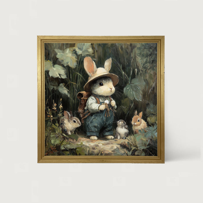Country Friends - Quinn and Some Bunnies - Framed Art