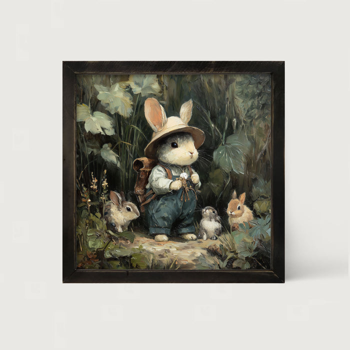 Country Friends - Quinn and Some Bunnies - Framed Art