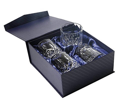 Crystal Lead Free Double Old Fashioned Crystal Glass, 9 Ounce, Set of 4 - EK CHIC HOME