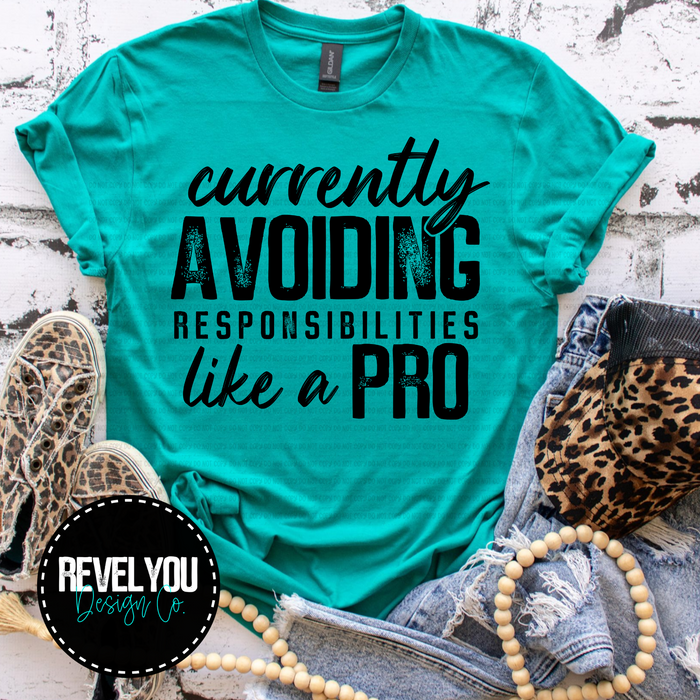 Currently Avoiding Responsibilities Likes A Pro Black/White Set - PNG