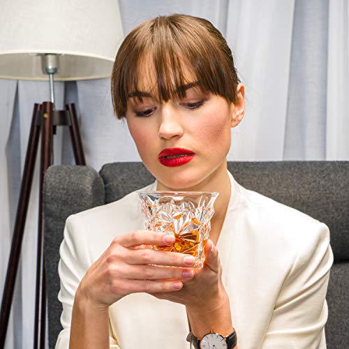 Diamond-Cut Whiskey Glasses 8oz, Set Of 2 - EK CHIC HOME