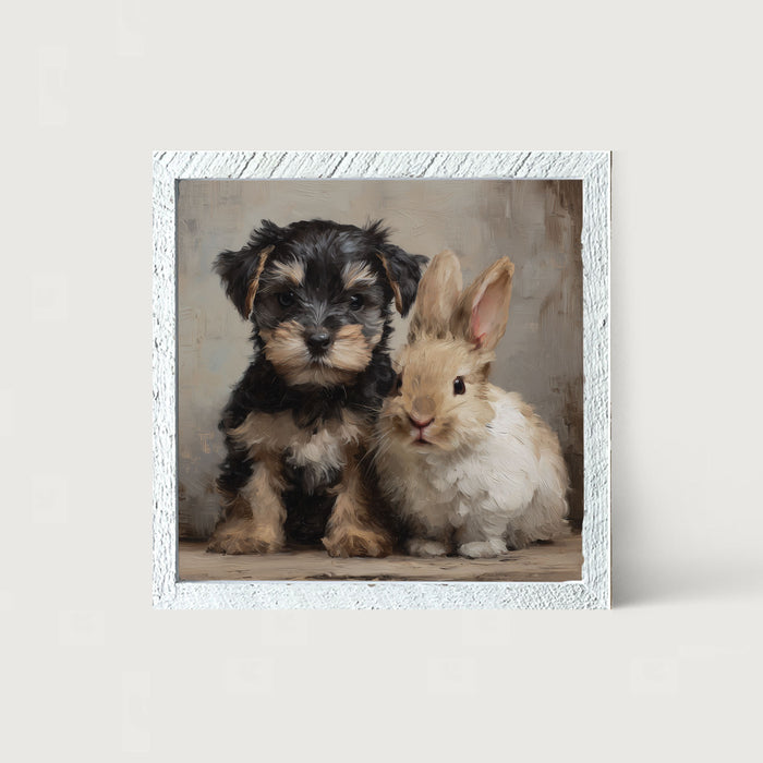 Dog and Rabbit - Framed Art