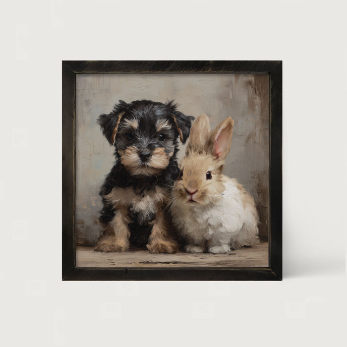 Dog and Rabbit - Framed Art