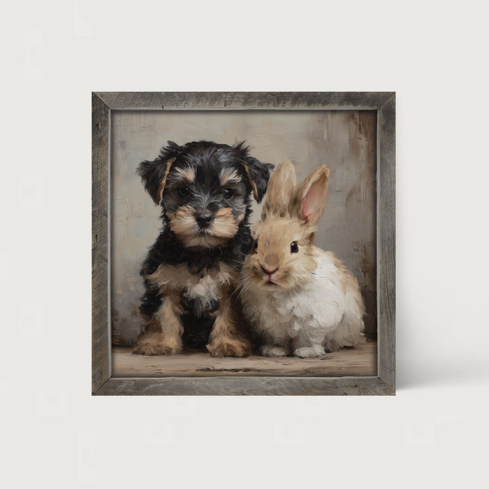 Dog and Rabbit - Framed Art