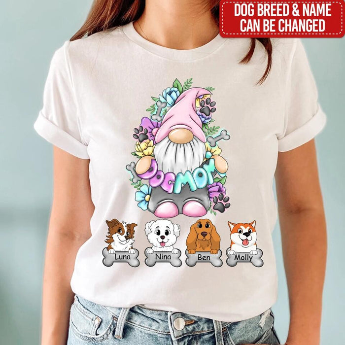 Dog Mom Gnome Floral - Personalized Dog Lovers Shirt - Dog Mom Shirt - Dog Lover Gift