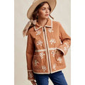 Embroidered Lace Trim Quilted Jacket