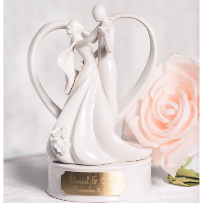 Engraveable Stylized Dancing Wedding Cake Topper - Wedding Collectibles