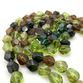 Fall Color Shades Of Green Table Cut Czech Glass Beads (9x10mm) (GCG138)
