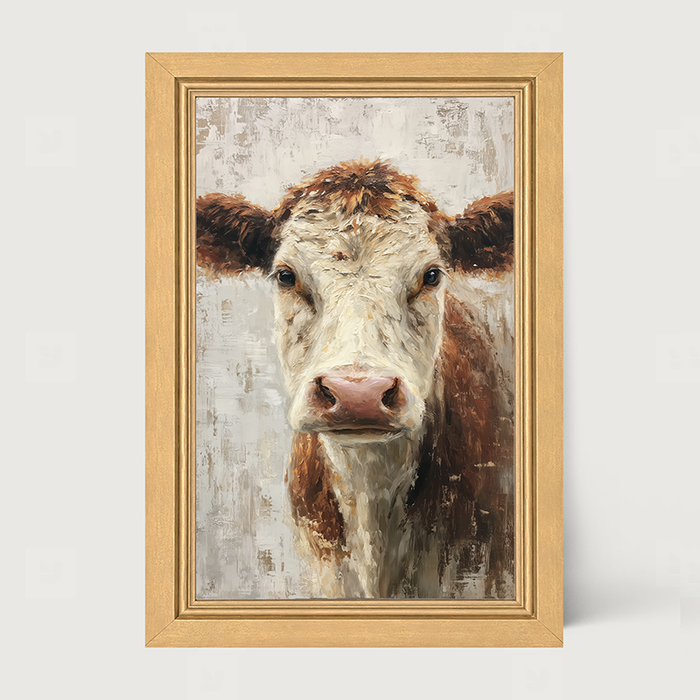 Farm Life Portrait - Brown and White Cow