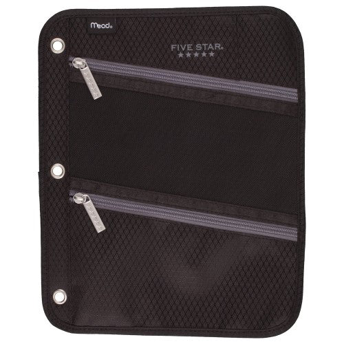 Five Star Pencil Pouch 3 Ring 3 Zippers, Black  (MEA 50623)
