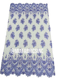 Floral Cluster Beaded Fabric - Lilac - Embroidered Fancy Fashion Design Beads and Sequins Sold by yard