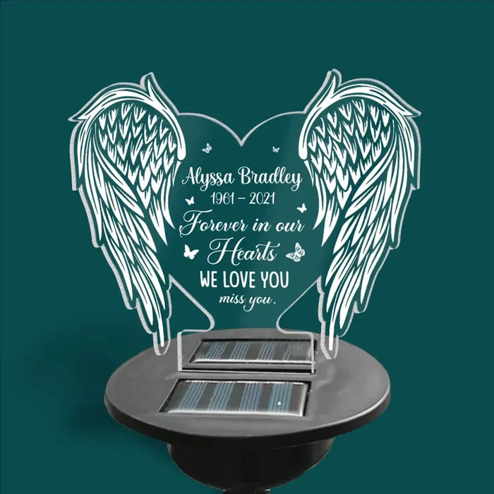 Forever In Our Hearts We Love You & Miss You - Personalized  Solar Light, Memorial Gift
