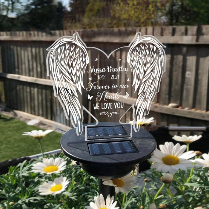 Forever In Our Hearts We Love You & Miss You - Personalized  Solar Light, Memorial Gift