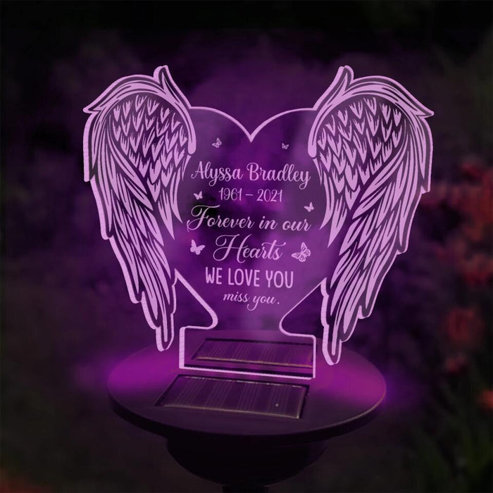 Forever In Our Hearts We Love You & Miss You - Personalized  Solar Light, Memorial Gift