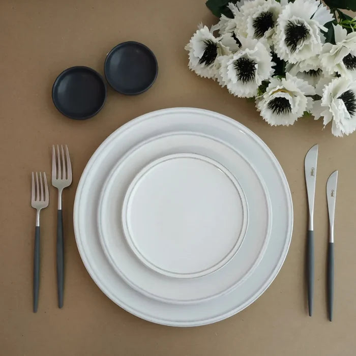 White Friso 7-inch bread plate by Costa Nova, part of the 2201 dinnerware collection, with a smooth, elegant design.