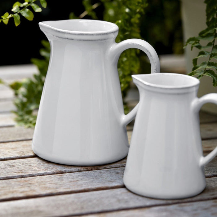 Costa Nova Friso Creamer 6.8oz white ceramic pitcher for coffee or tea, part of Casafina dinnerware collection.