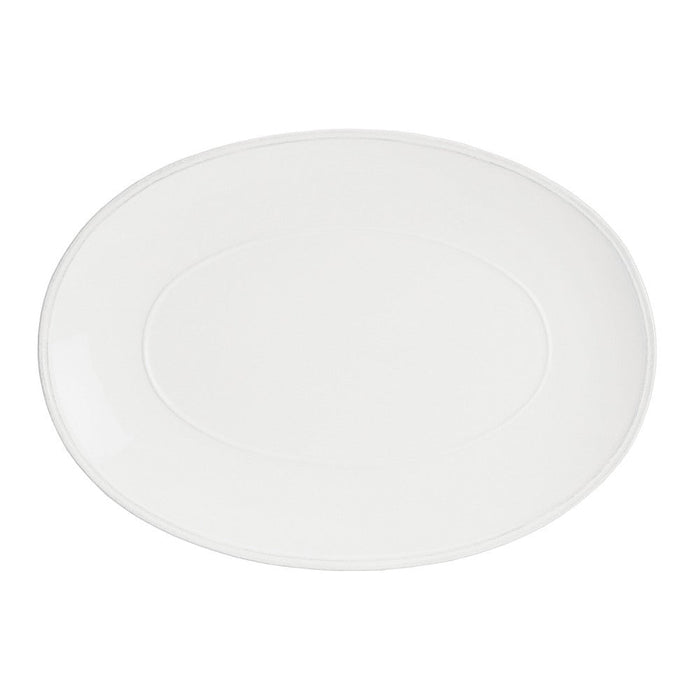 Costa Nova Friso Oval Platter 16-inch white serveware, ceramic dinner plate with elegant oval shape and smooth finish.
