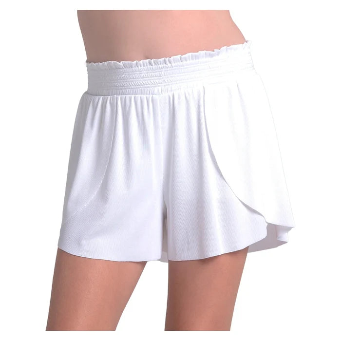 Girls' Crossover Flounce Short White