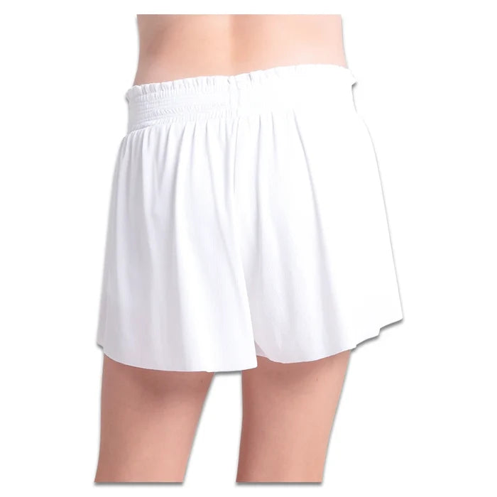 Girls' Crossover Flounce Short White