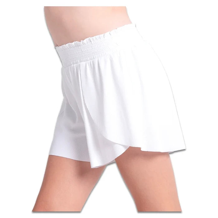 Girls' Crossover Flounce Short White