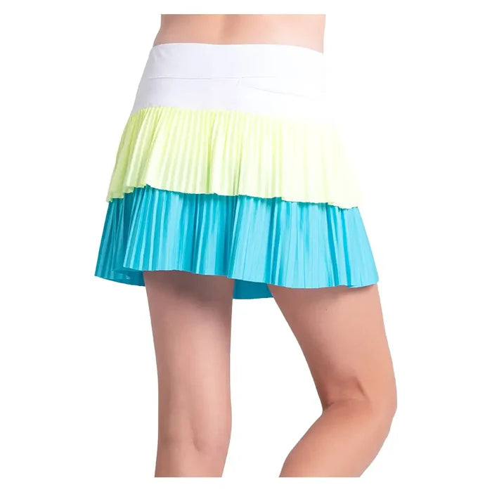 Girls' Doubles Pleated Skort Parrot and Lemon Frost